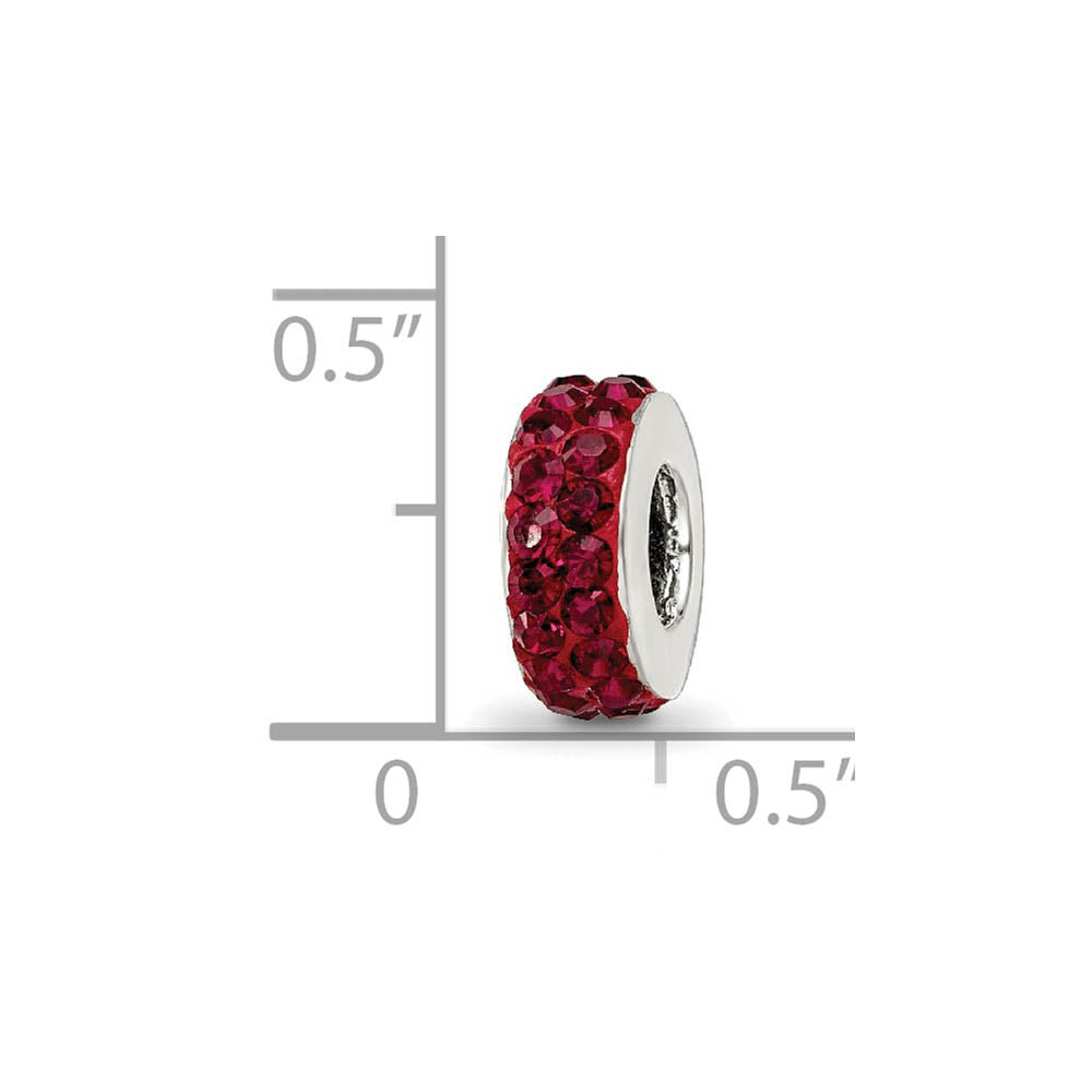 Alternate view of the Sterling Silver with Red Crystals Jan Double Row Bead Charm by The Black Bow Jewelry Co.