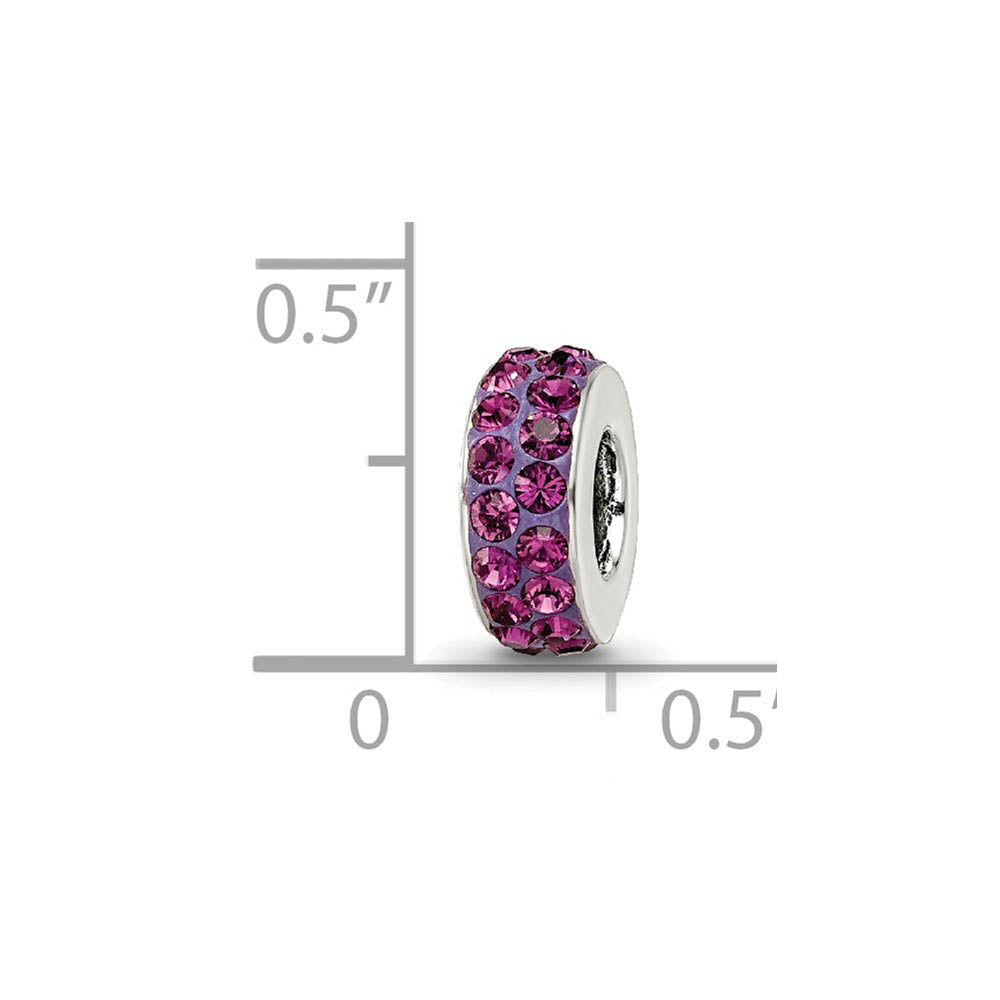 Alternate view of the Sterling Silver with Purple Crystals Feb Double Row Bead Charm by The Black Bow Jewelry Co.