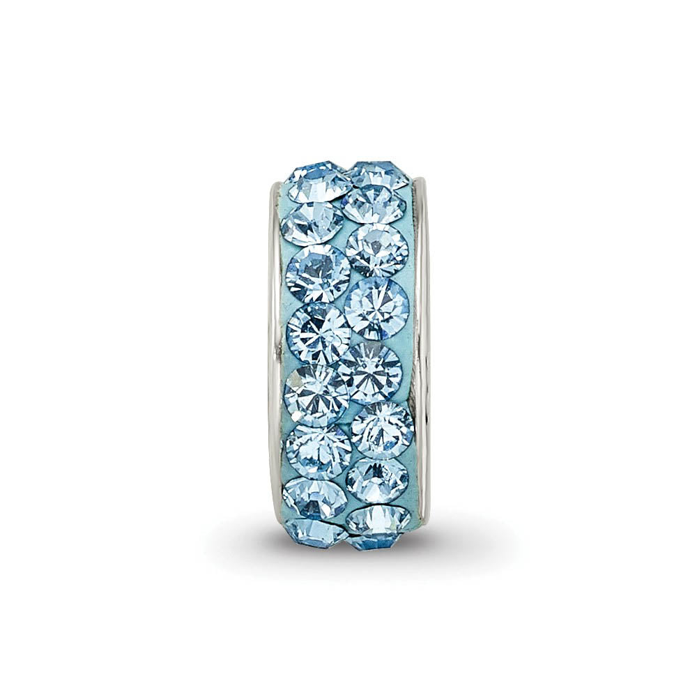 Alternate view of the Sterling Silver with Light Blue Crystals Mar Double Row Bead Charm by The Black Bow Jewelry Co.