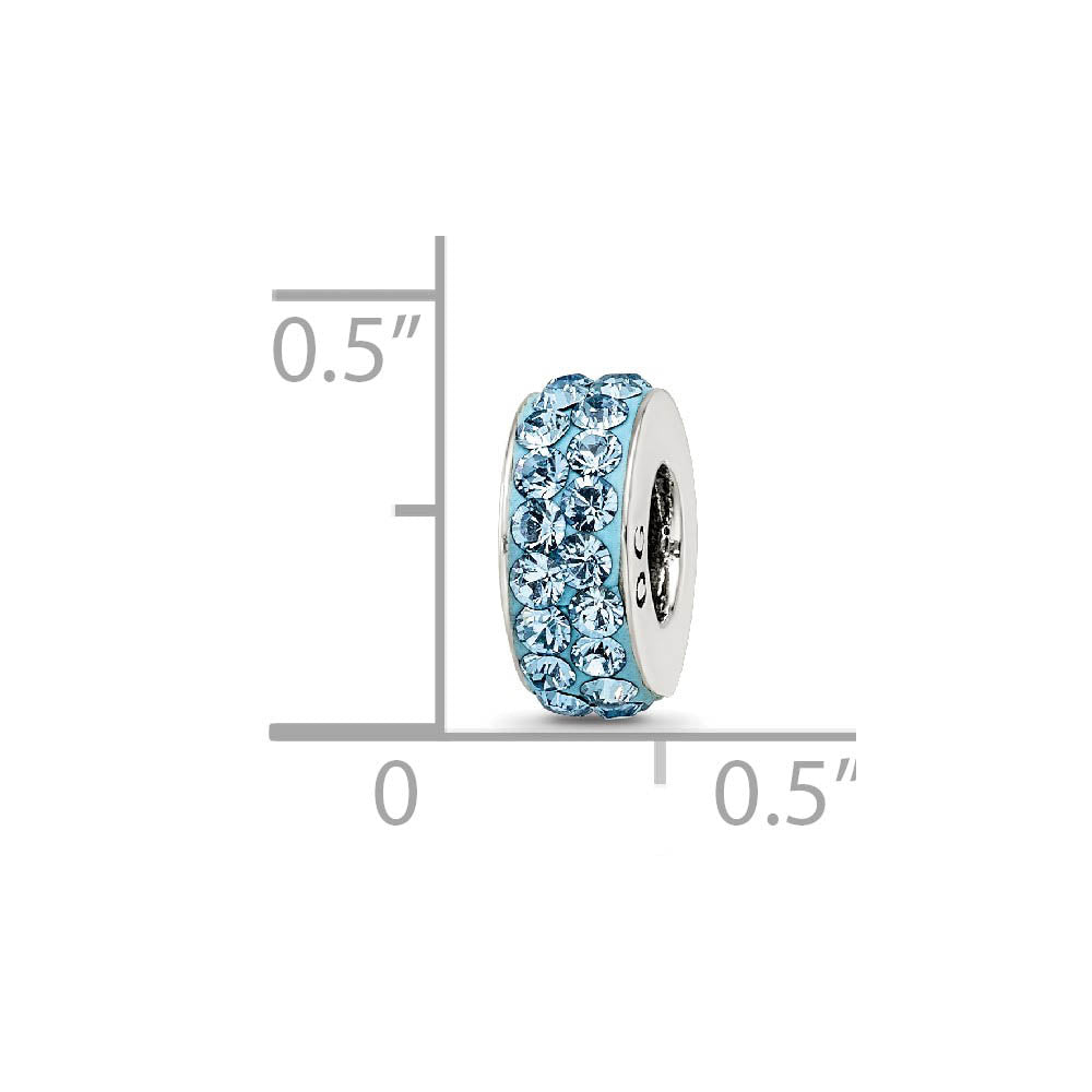 Alternate view of the Sterling Silver with Light Blue Crystals Mar Double Row Bead Charm by The Black Bow Jewelry Co.