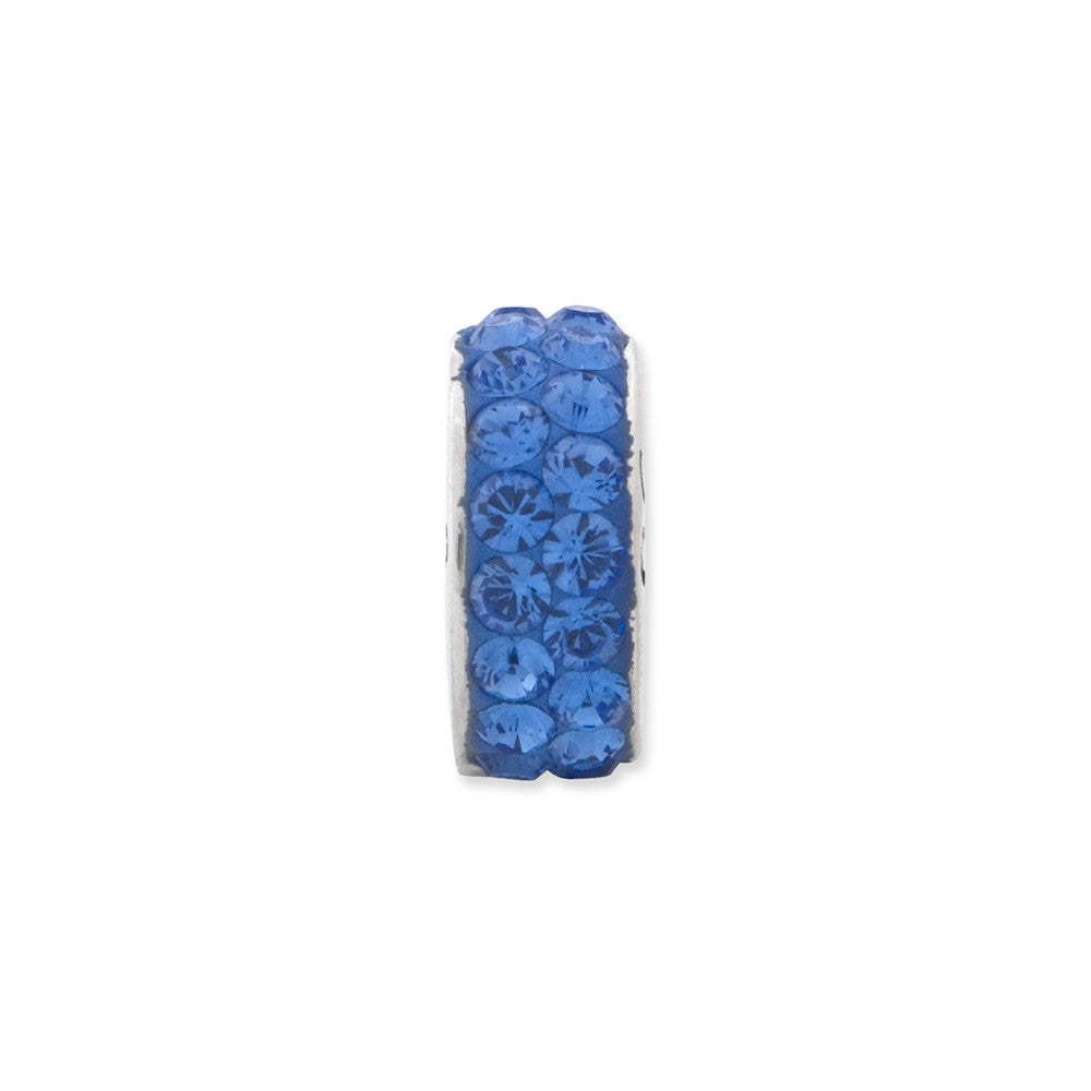 Alternate view of the Sterling Silver with Blue Crystals Sept Double Row Bead Charm by The Black Bow Jewelry Co.