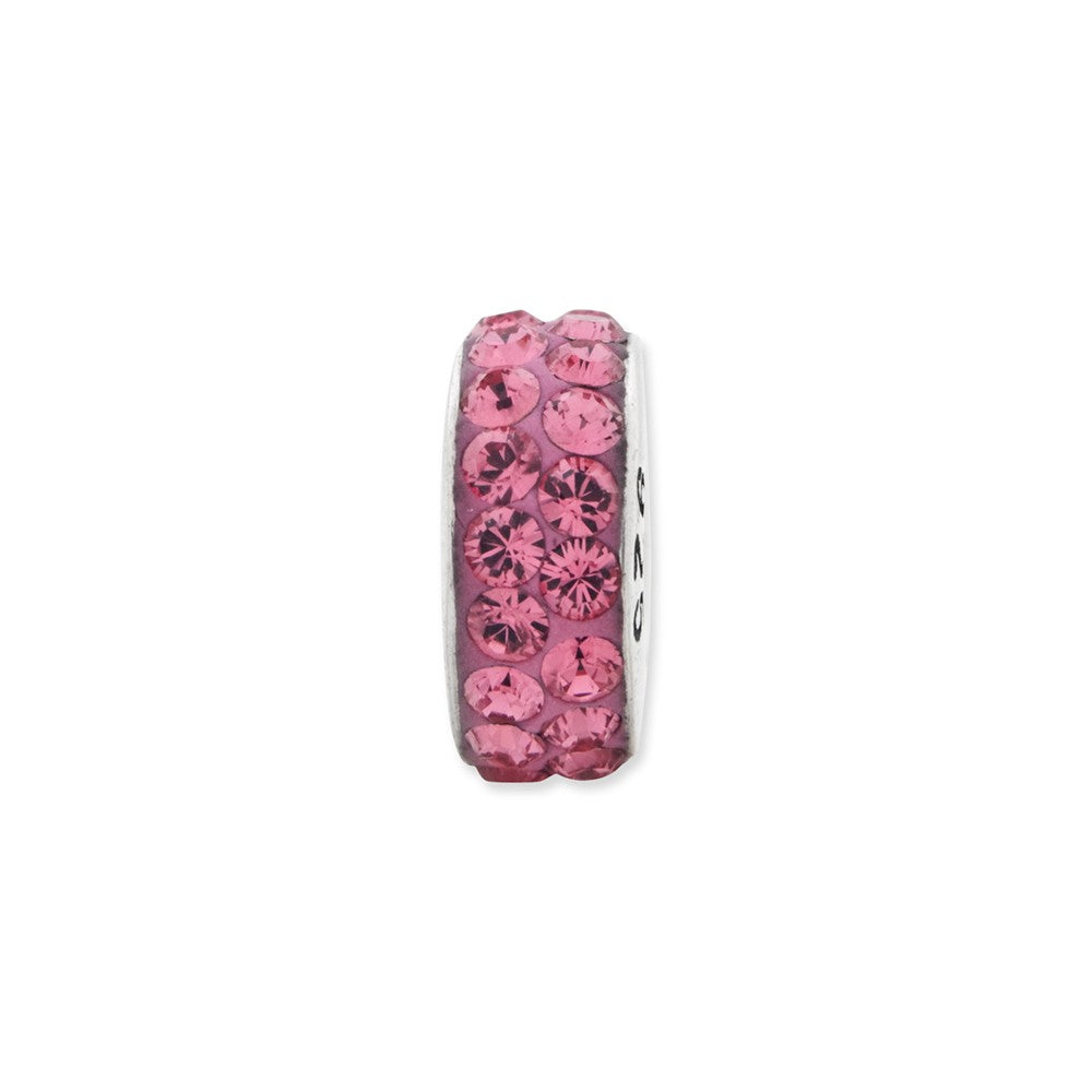 Alternate view of the Sterling Silver with Bright Pink Crystals Oct Double Row Bead Charm by The Black Bow Jewelry Co.