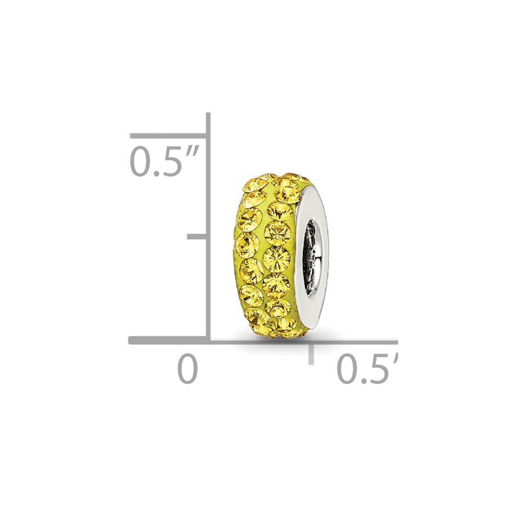 Alternate view of the Sterling Silver with Yellow Crystals Nov Double Row Bead Charm by The Black Bow Jewelry Co.