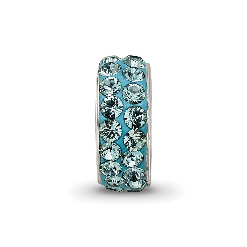 Alternate view of the Sterling Silver with Pale Blue Crystals Dec Double Row Bead Charm by The Black Bow Jewelry Co.