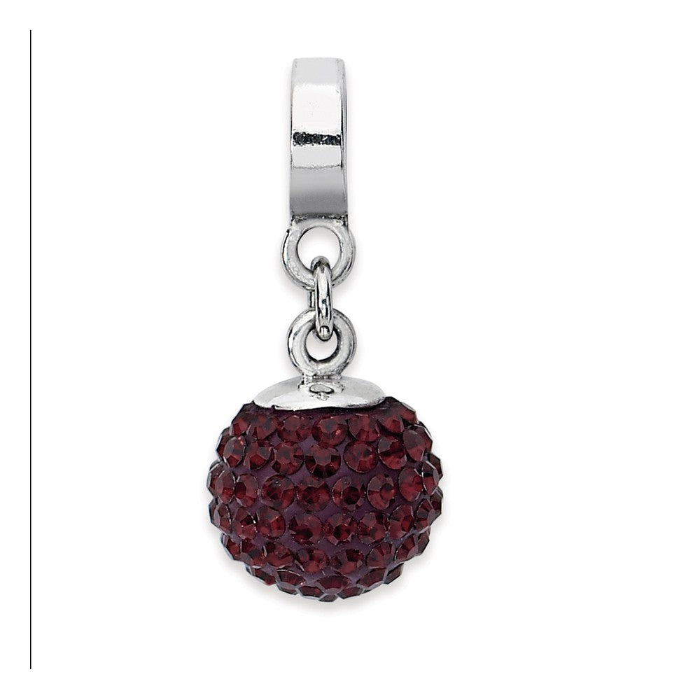 Sterling Silver with Red Crystals Jan Ball Dangle Bead Charm, Item B10016 by The Black Bow Jewelry Co.