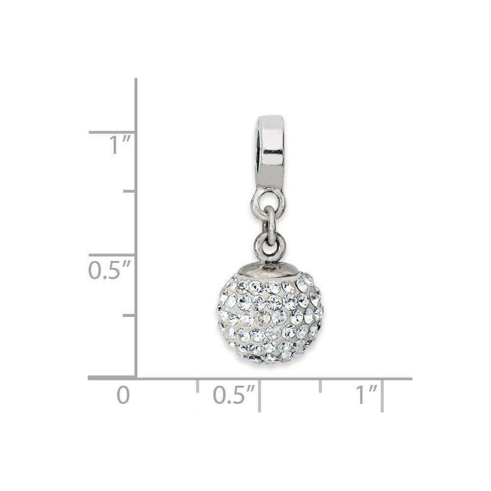 Alternate view of the Sterling Silver with White Crystals Apr Ball Dangle Bead Charm by The Black Bow Jewelry Co.
