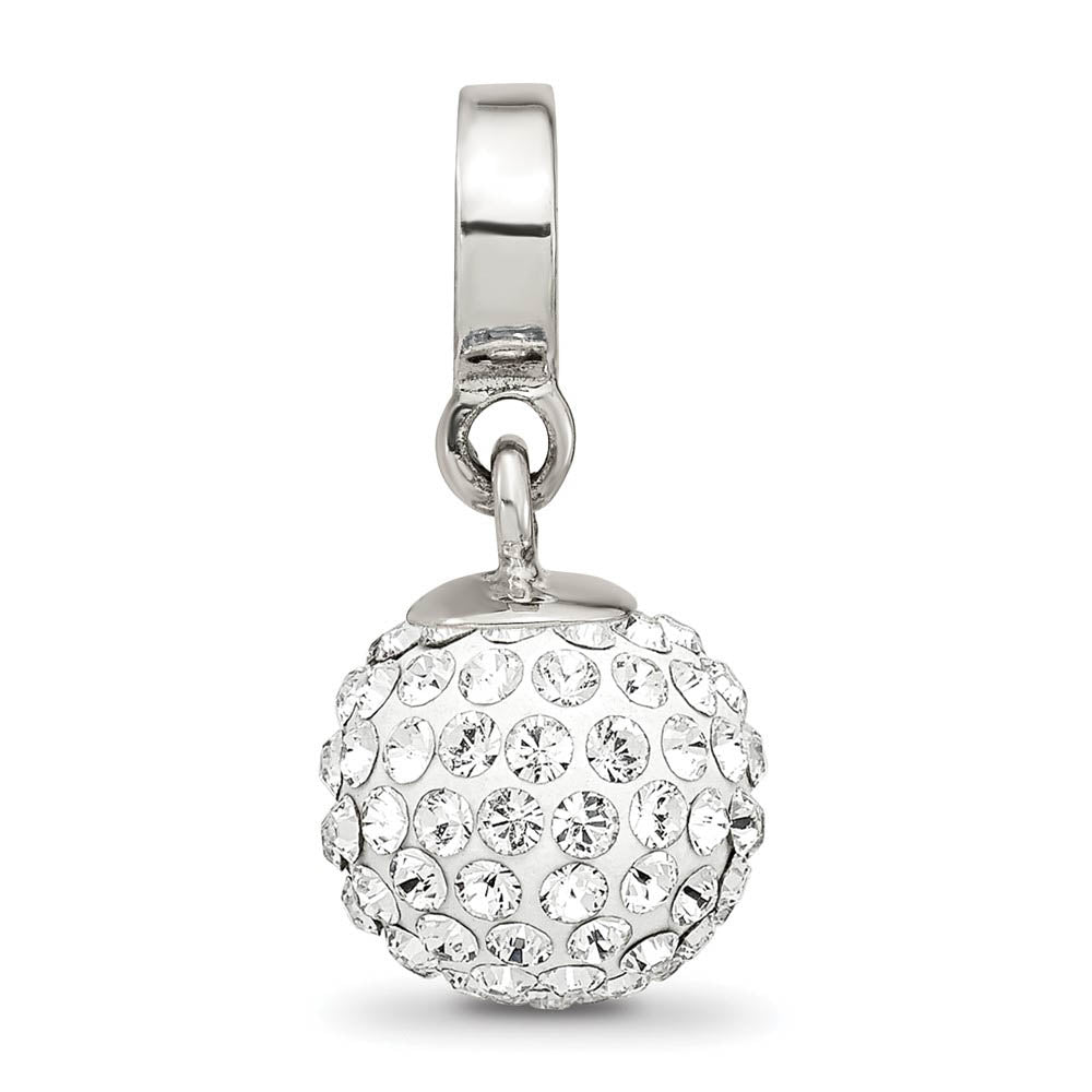 Alternate view of the Sterling Silver with White Crystals Apr Ball Dangle Bead Charm by The Black Bow Jewelry Co.