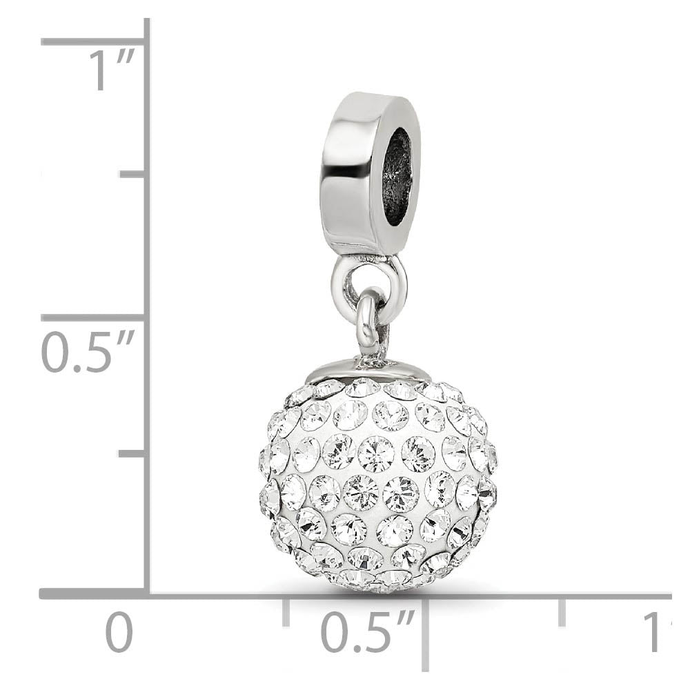 Alternate view of the Sterling Silver with White Crystals Apr Ball Dangle Bead Charm by The Black Bow Jewelry Co.