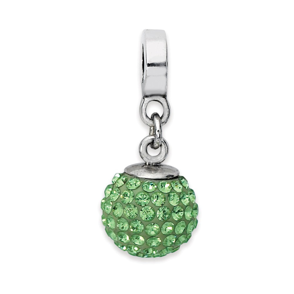 Sterling Silver with Green-Yellow Crystals Aug Ball Dangle Bead Charm, Item B10023 by The Black Bow Jewelry Co.