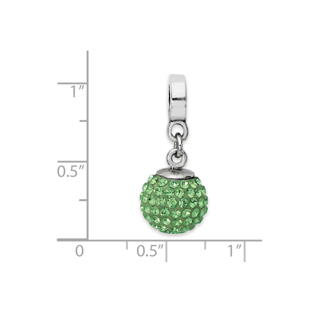 Alternate view of the Sterling Silver with Green-Yellow Crystals Aug Ball Dangle Bead Charm by The Black Bow Jewelry Co.