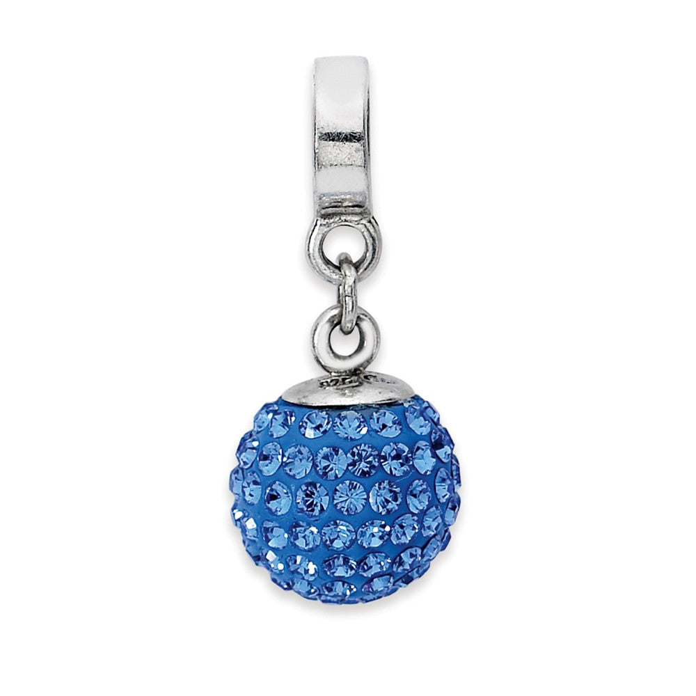 Sterling Silver with Blue Crystals Sept Ball Dangle Bead Charm, Item B10024 by The Black Bow Jewelry Co.