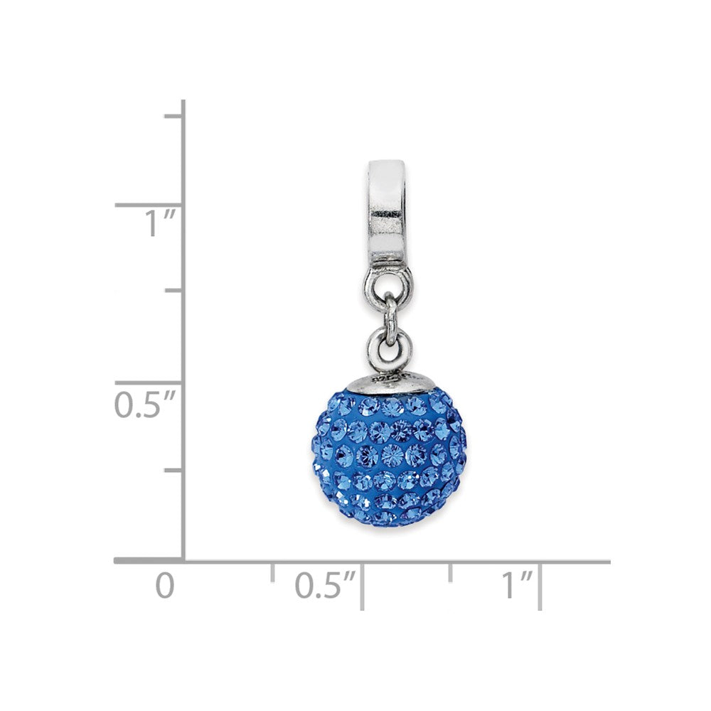 Alternate view of the Sterling Silver with Blue Crystals Sept Ball Dangle Bead Charm by The Black Bow Jewelry Co.