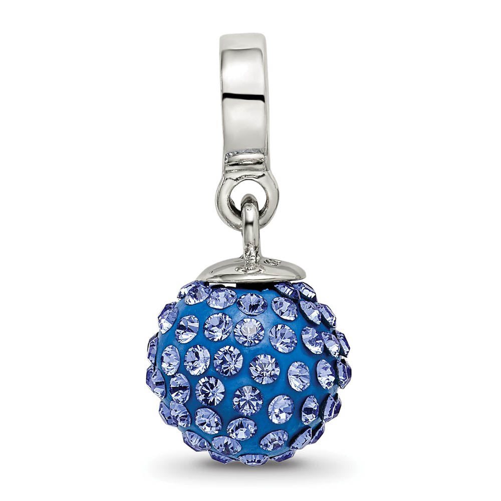 Alternate view of the Sterling Silver with Blue Crystals Sept Ball Dangle Bead Charm by The Black Bow Jewelry Co.