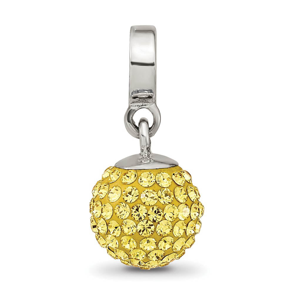 Alternate view of the Sterling Silver with Yellow Crystals Nov Ball Dangle Bead Charm by The Black Bow Jewelry Co.