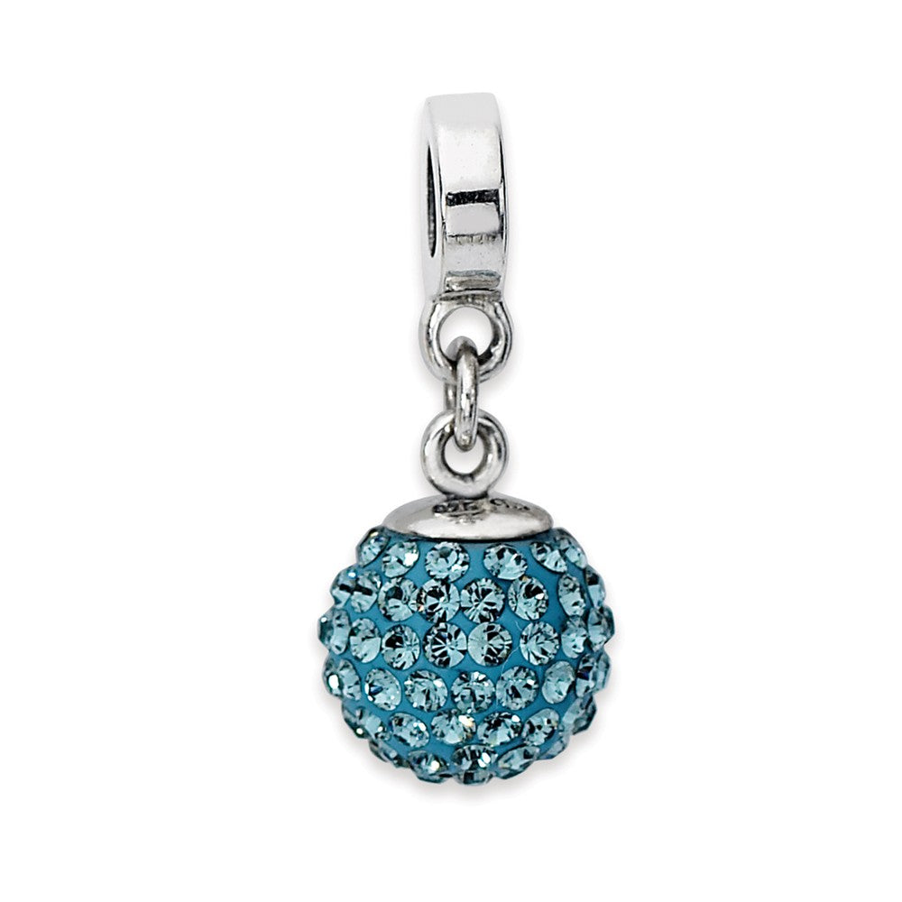 Sterling Silver with Pale Blue Crystals Dec Ball Dangle Bead Charm, Item B10027 by The Black Bow Jewelry Co.