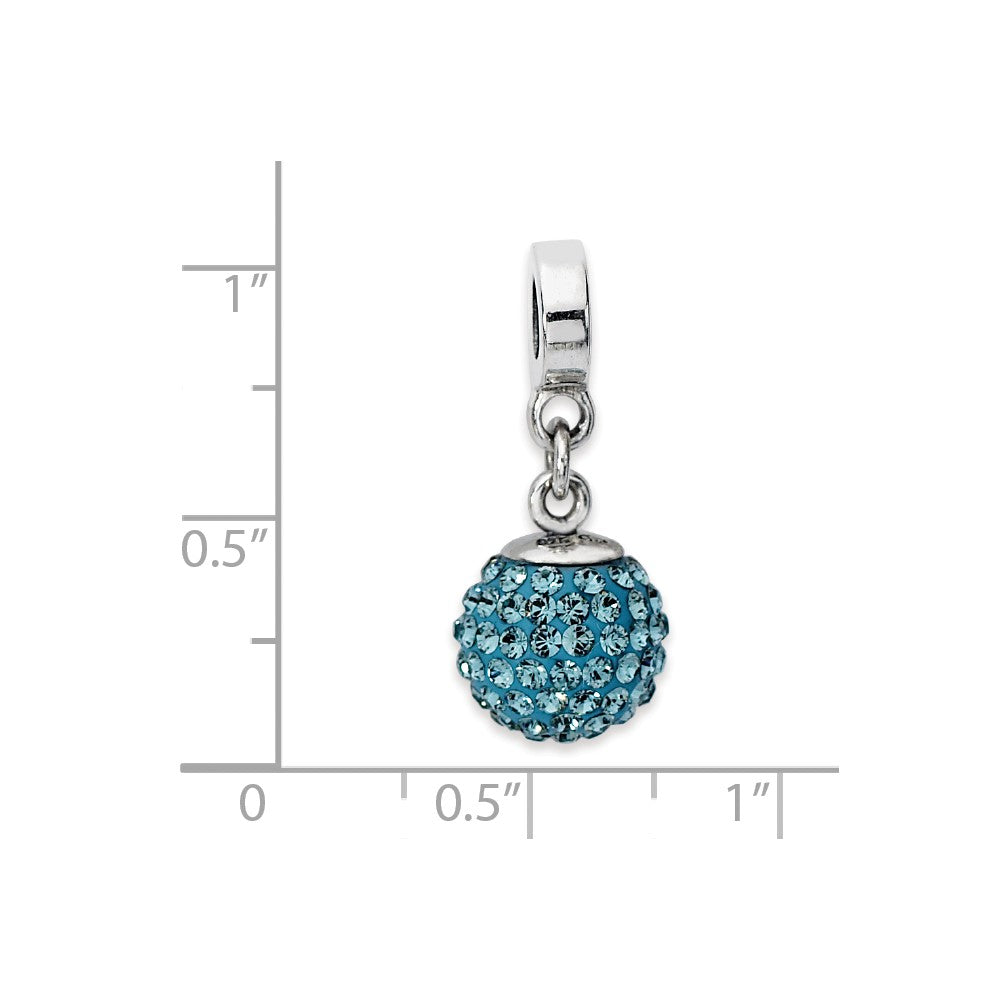 Alternate view of the Sterling Silver with Pale Blue Crystals Dec Ball Dangle Bead Charm by The Black Bow Jewelry Co.