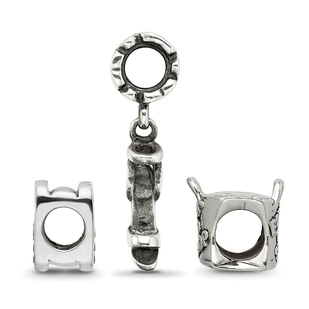 Alternate view of the Sterling Silver Stylish Girl Bead Charm Set of 3 by The Black Bow Jewelry Co.