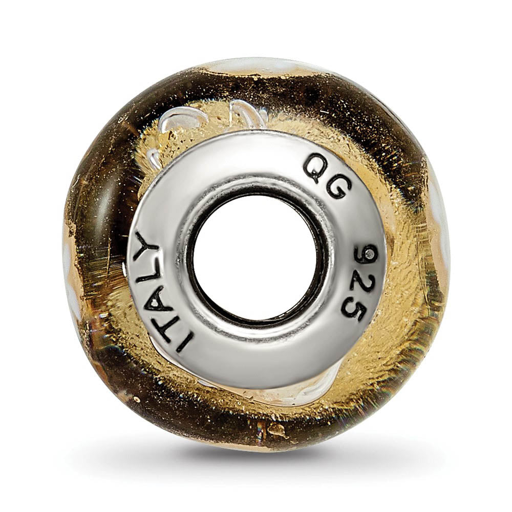 Alternate view of the Golden/White Flower Murano Glass & Sterling Silver Bead Charm, 14mm by The Black Bow Jewelry Co.