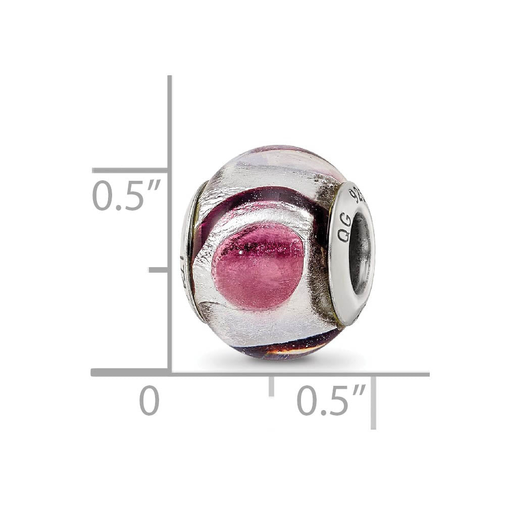 Alternate view of the White/Lavender/Black Murano Glass & Sterling Silver Bead Charm, 14mm by The Black Bow Jewelry Co.
