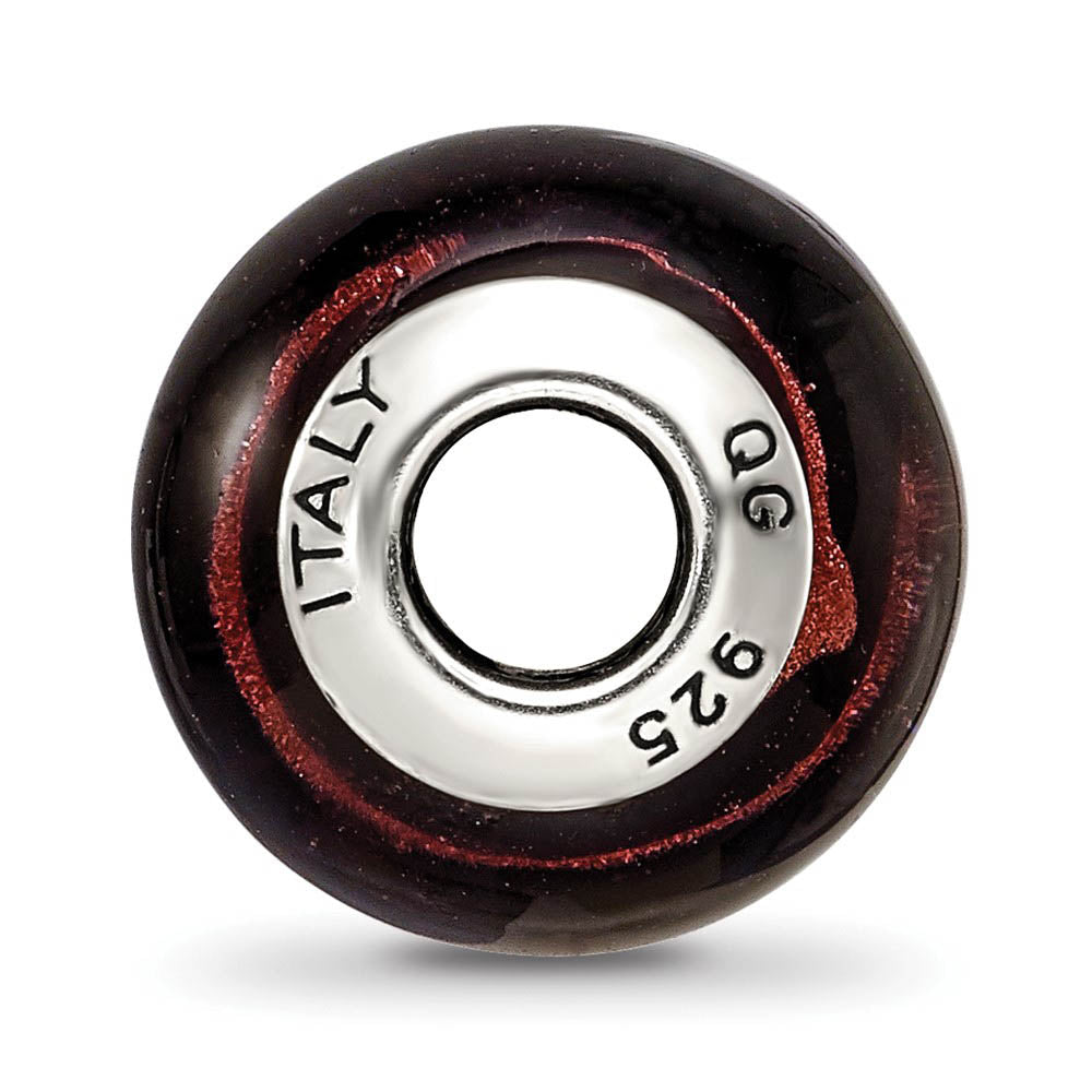 Alternate view of the Copper/Black Italian Murano Glass & Sterling Silver Bead Charm, 14mm by The Black Bow Jewelry Co.