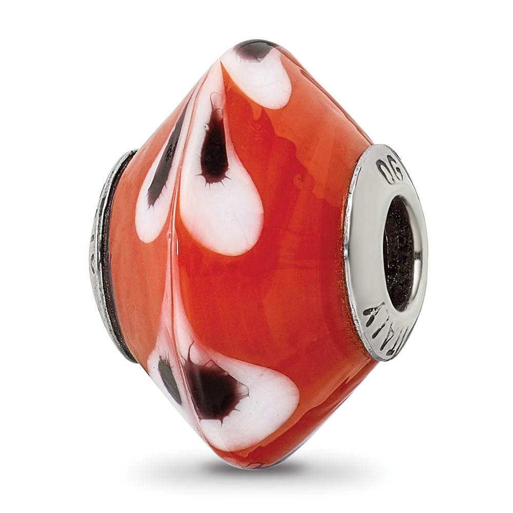 Red with Dots Murano Glass & Sterling Silver Bead Charm, 17mm, Item B10107 by The Black Bow Jewelry Co.