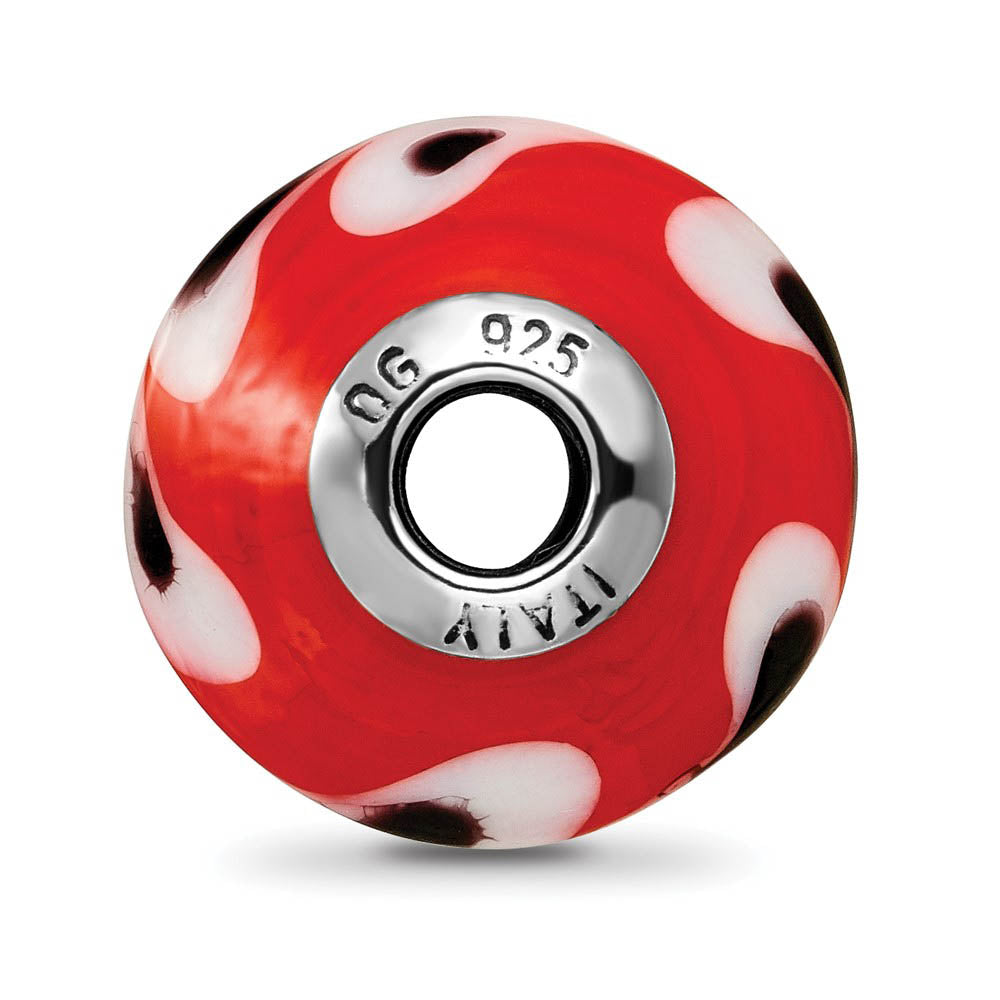Alternate view of the Red with Dots Murano Glass & Sterling Silver Bead Charm, 17mm by The Black Bow Jewelry Co.