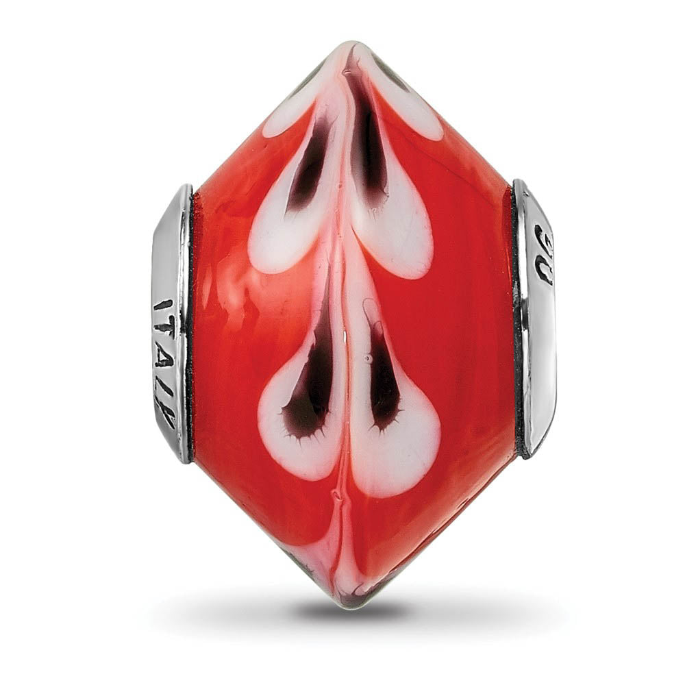 Alternate view of the Red with Dots Murano Glass & Sterling Silver Bead Charm, 17mm by The Black Bow Jewelry Co.