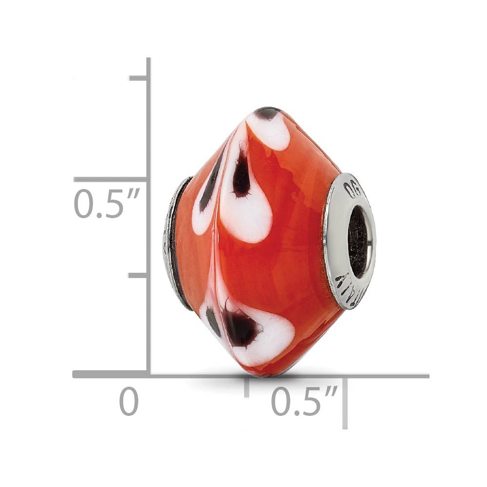 Alternate view of the Red with Dots Murano Glass & Sterling Silver Bead Charm, 17mm by The Black Bow Jewelry Co.