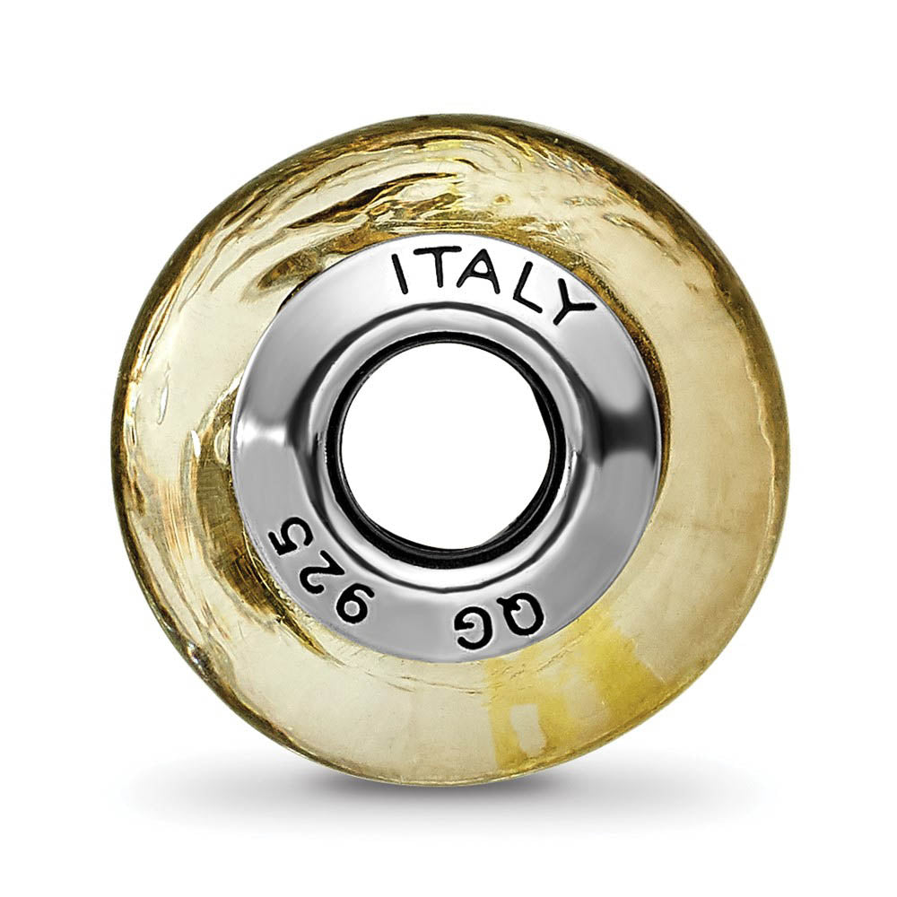 Alternate view of the Black/Golden Italian Murano & Sterling Silver Bead Charm, 14mm by The Black Bow Jewelry Co.