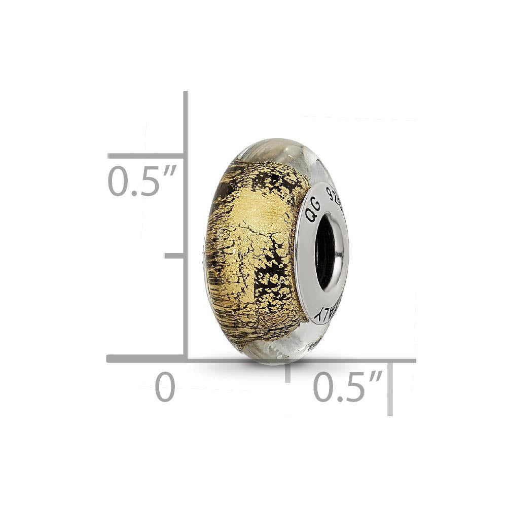 Alternate view of the Black/Golden Italian Murano & Sterling Silver Bead Charm, 14mm by The Black Bow Jewelry Co.