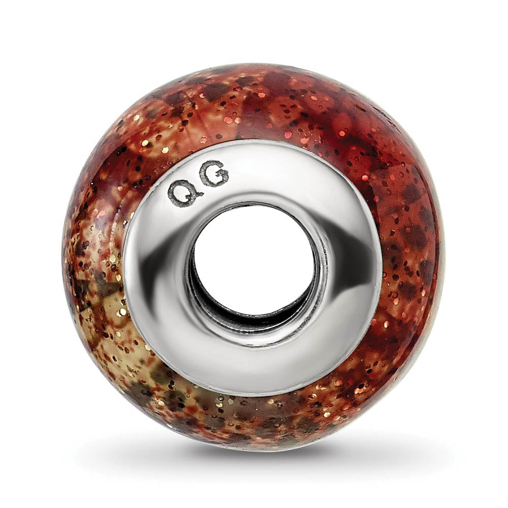 Alternate view of the Light Brown Python Glitter Glass & Sterling Silver Bead Charm, 15mm by The Black Bow Jewelry Co.