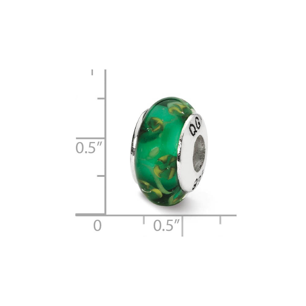 Alternate view of the Green Hand-Blown Glass & Sterling Silver Bead Charm, 13mm by The Black Bow Jewelry Co.