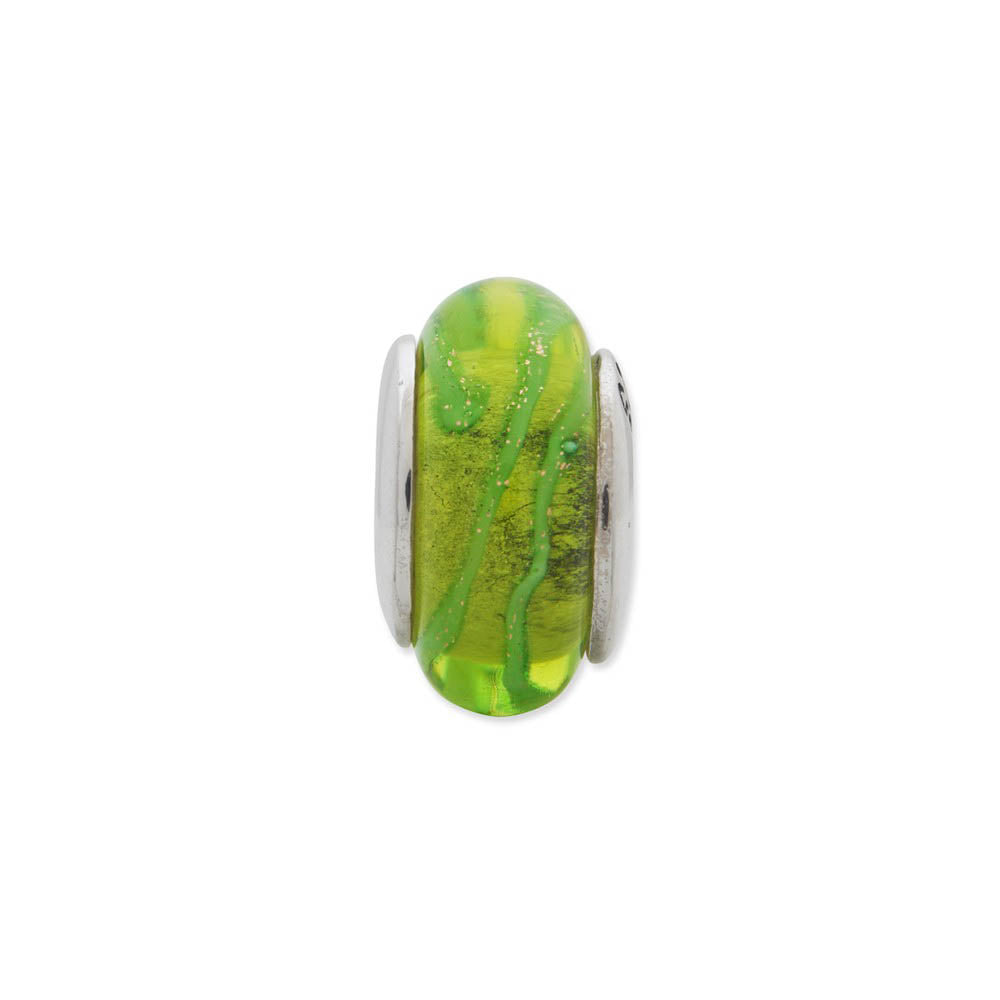 Alternate view of the Light Green Hand-Blown Glass & Sterling Silver Bead Charm, 13mm by The Black Bow Jewelry Co.