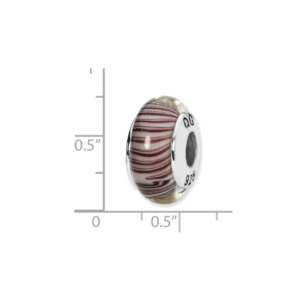 Alternate view of the White/Mauve Hand-Blown Glass & Sterling Silver Bead Charm, 13mm by The Black Bow Jewelry Co.