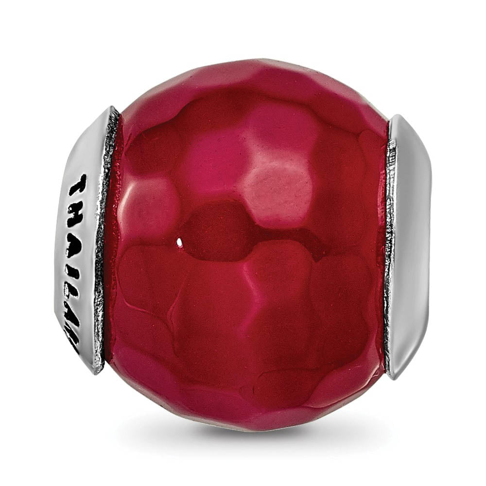 Alternate view of the Red Cracked Agate with Shell Stone & Sterling Silver Bead Charm, 14mm by The Black Bow Jewelry Co.