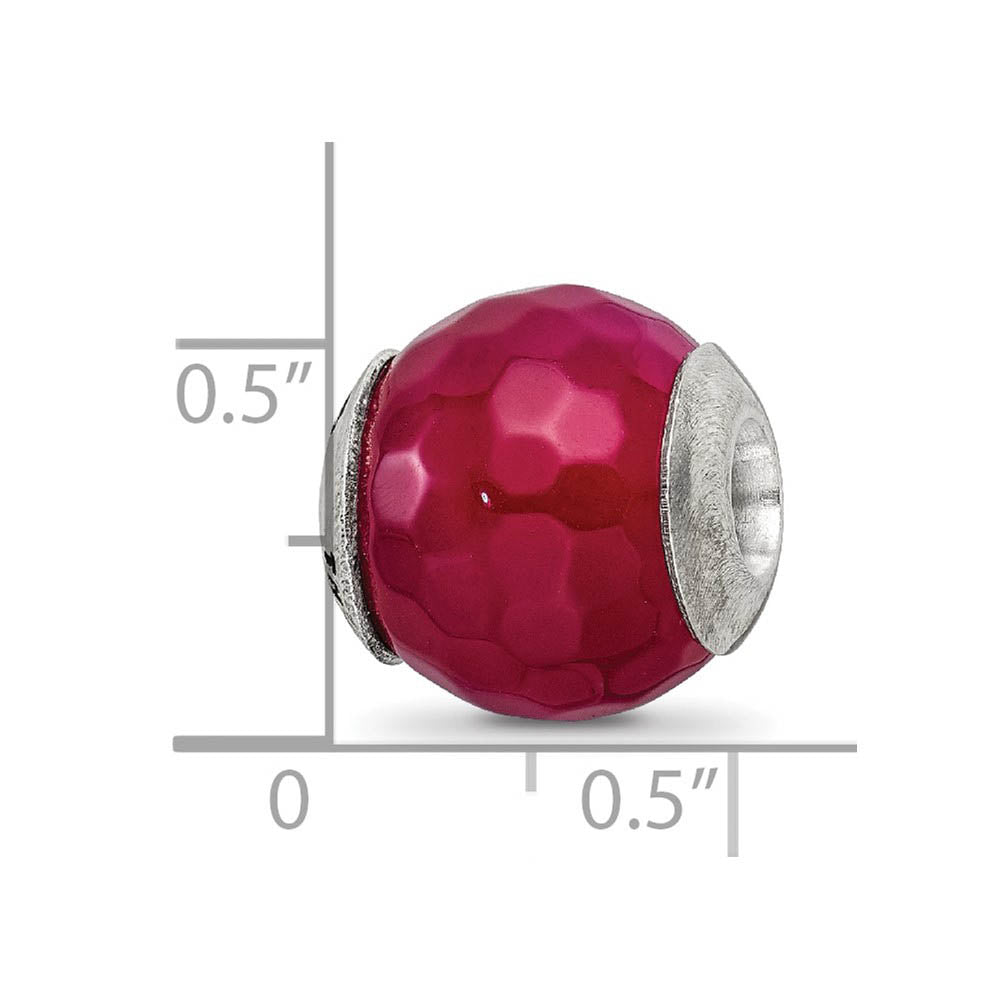 Alternate view of the Red Cracked Agate with Shell Stone & Sterling Silver Bead Charm, 14mm by The Black Bow Jewelry Co.