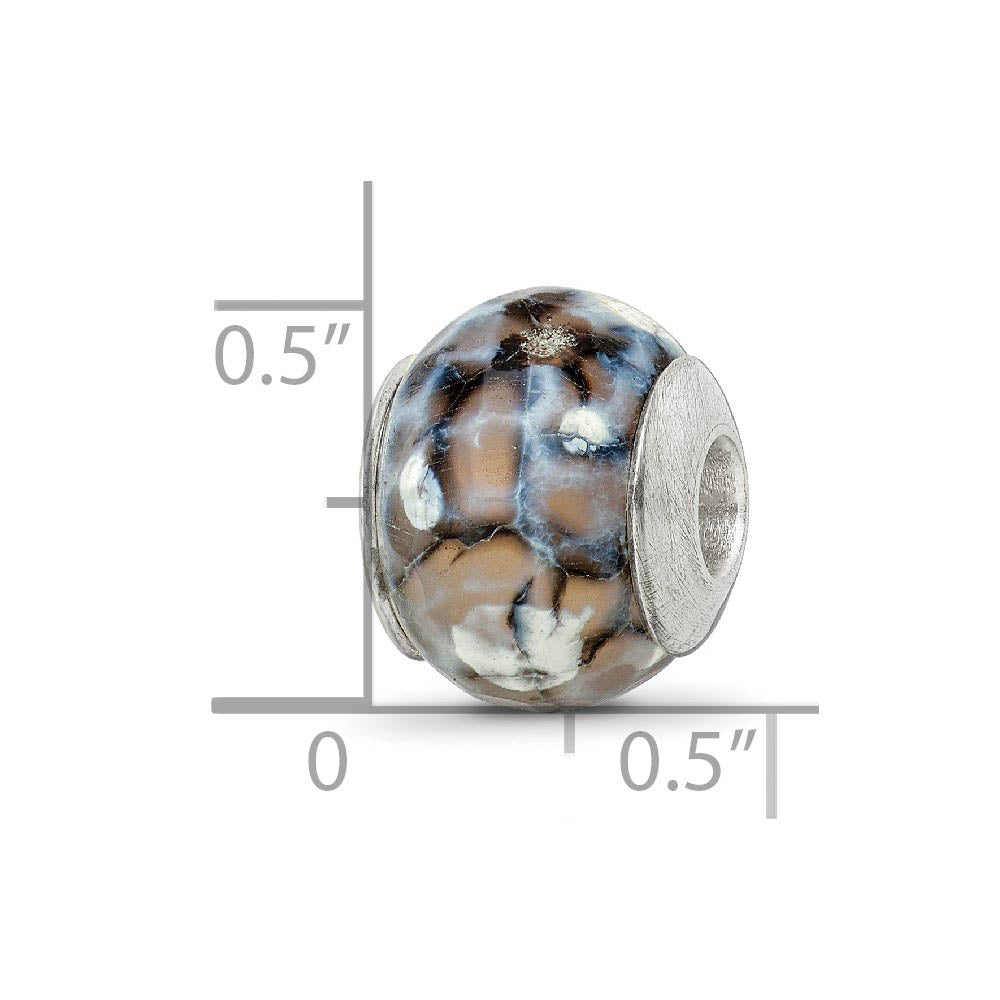 Alternate view of the Grey Cracked Agate with Shell Stone & Sterling Silver Bead Charm, 13mm by The Black Bow Jewelry Co.