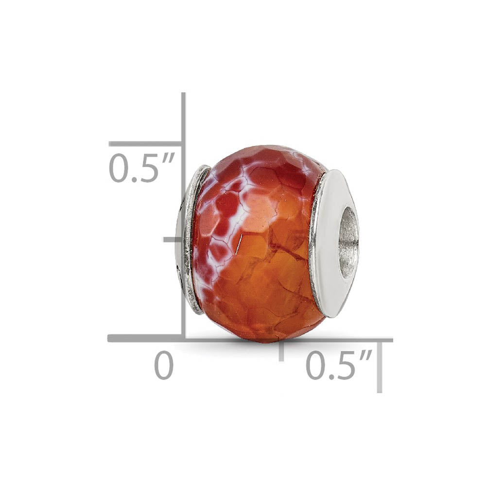 Alternate view of the Red Cracked Agate with Shell Stone & Sterling Silver Bead Charm, 13mm by The Black Bow Jewelry Co.