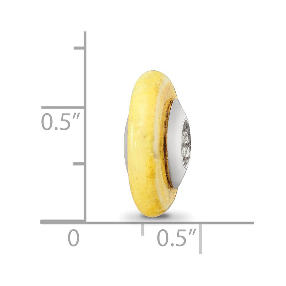 Alternate view of the Yellow Magnesite Stone & Sterling Silver Bead Charm, 15mm by The Black Bow Jewelry Co.