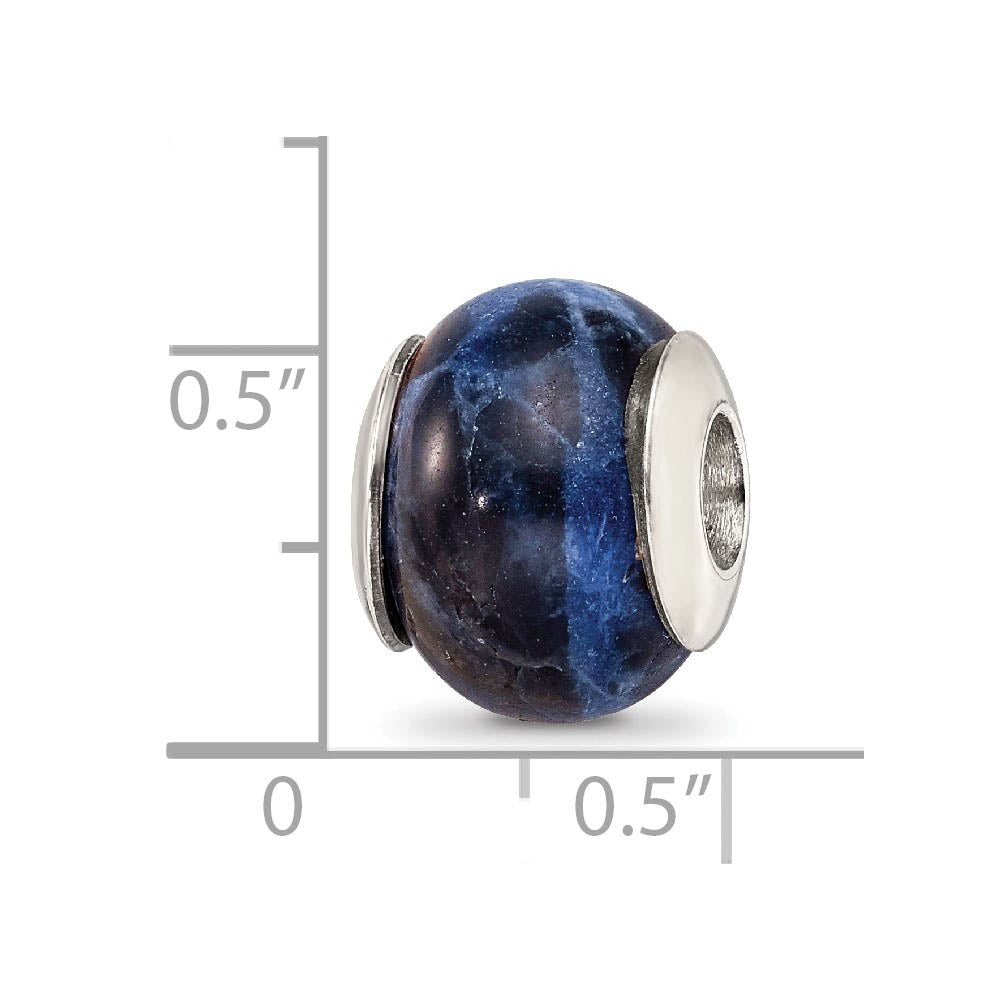 Alternate view of the Sodalite Stone & Sterling Silver Bead Charm, 13mm by The Black Bow Jewelry Co.