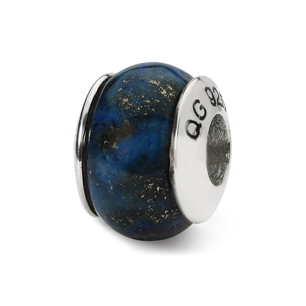 Lapis Stone & Sterling Silver Bead Charm, 11 x 8mm, Item B10372 by The Black Bow Jewelry Co.