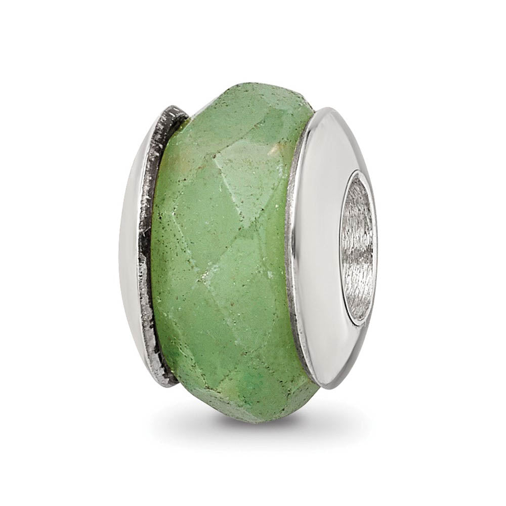 Aventurine Stone & Sterling Silver Bead Charm, 13mm, Item B10373 by The Black Bow Jewelry Co.