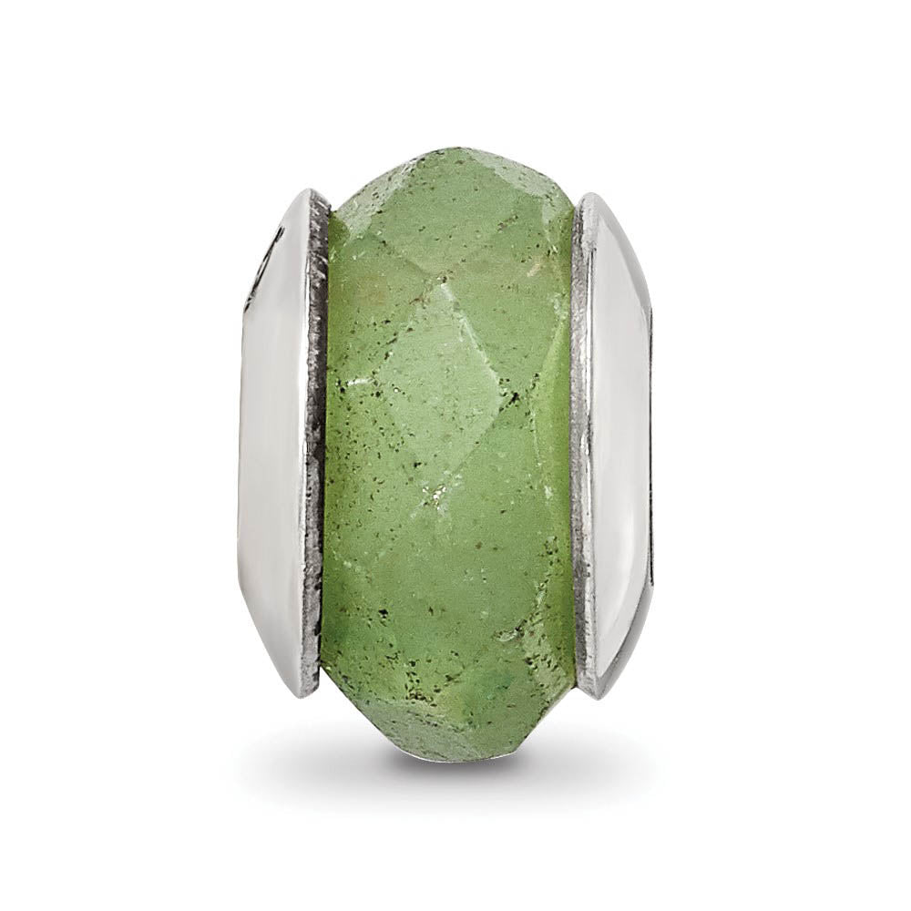 Alternate view of the Aventurine Stone & Sterling Silver Bead Charm, 13mm by The Black Bow Jewelry Co.