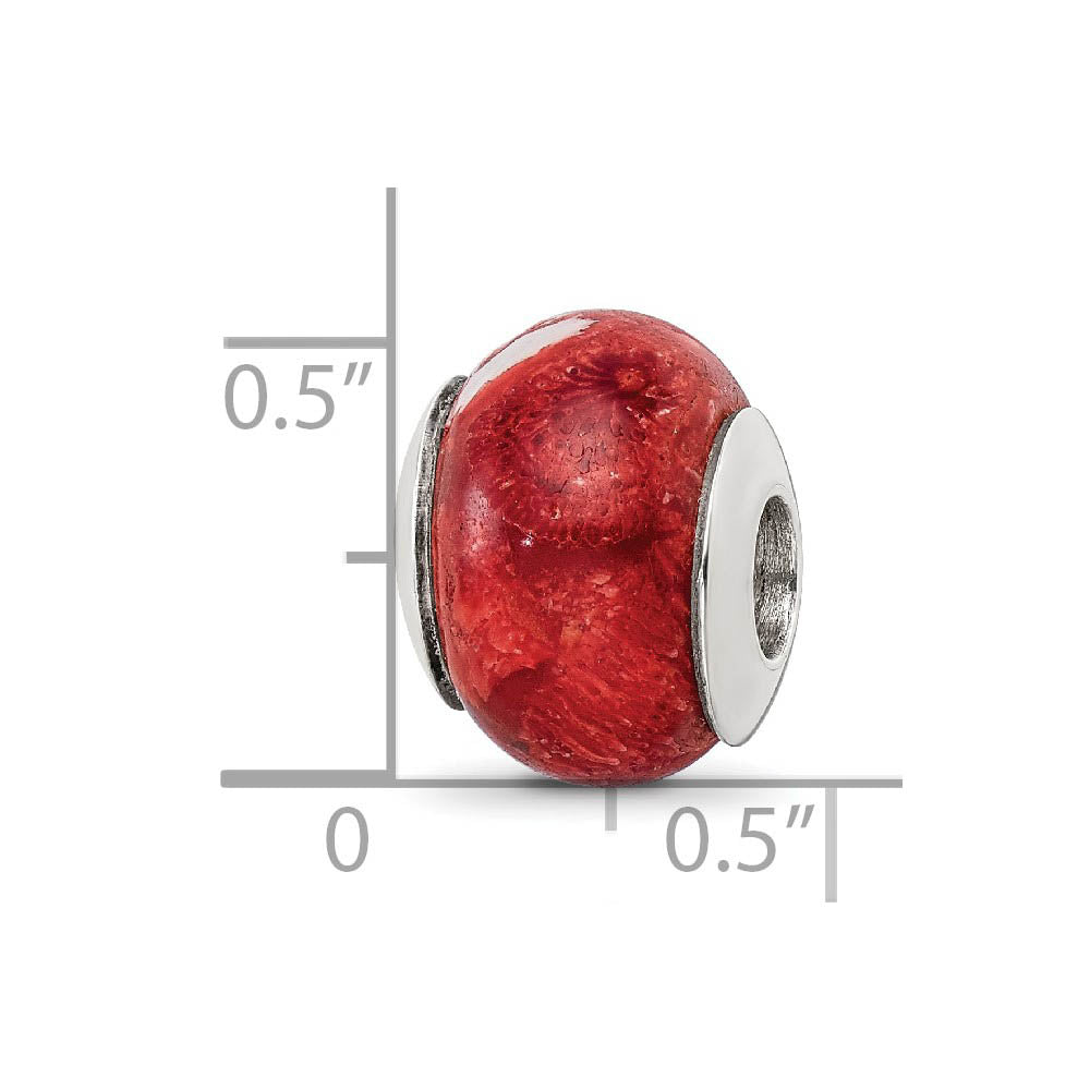 Alternate view of the Red Natural Stone & Sterling Silver Bead Charm, 10mm by The Black Bow Jewelry Co.