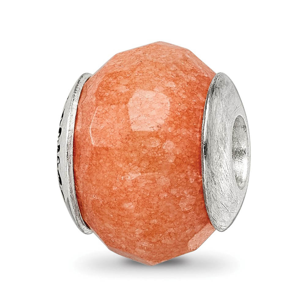 Peach Quartz Stone & Sterling Silver Bead Charm, 13mm, Item B10384 by The Black Bow Jewelry Co.