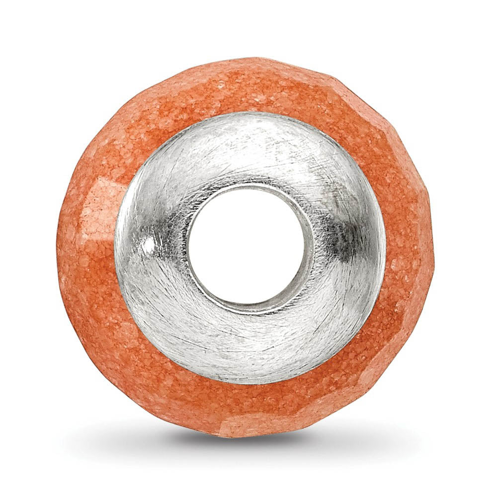 Alternate view of the Peach Quartz Stone & Sterling Silver Bead Charm, 13mm by The Black Bow Jewelry Co.