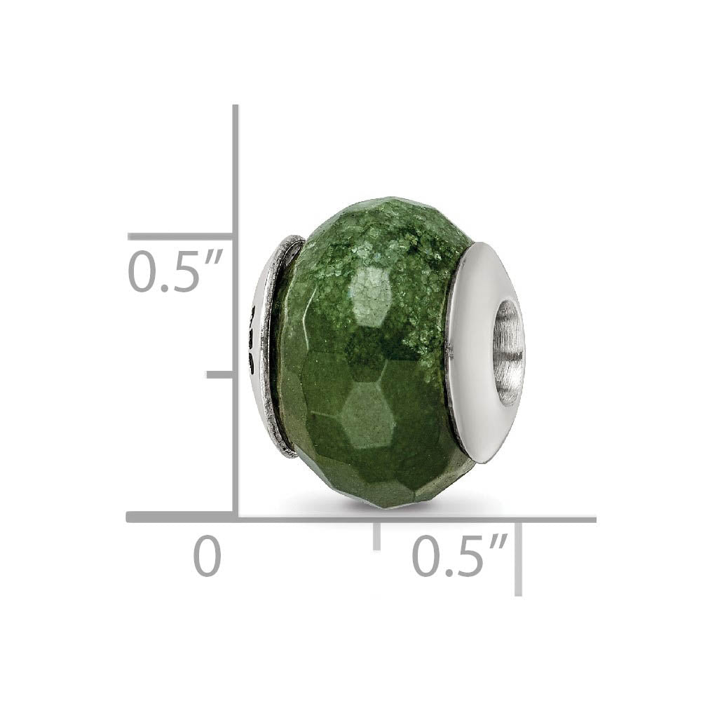 Alternate view of the Dark Green Quartz Stone & Sterling Silver Bead Charm, 13mm by The Black Bow Jewelry Co.