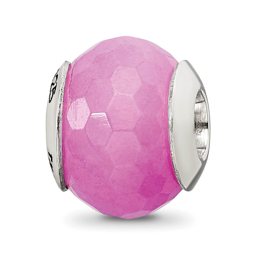 Fuchsia Quartz Stone & Sterling Silver Bead Charm, 13mm, Item B10389 by The Black Bow Jewelry Co.