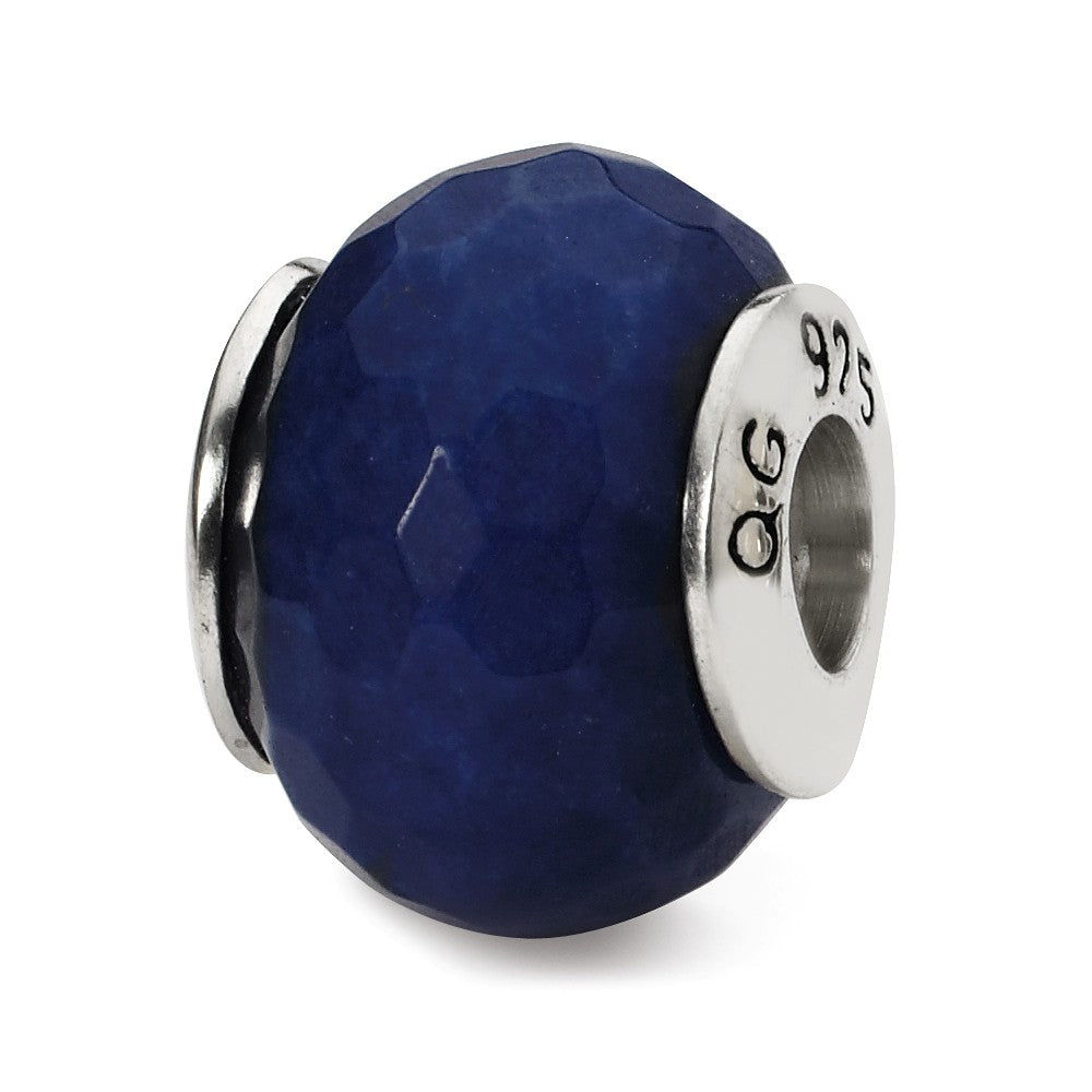 Dark Blue Quartz Stone &amp; Sterling Silver Bead Charm, 13mm, Item B10390 by The Black Bow Jewelry Co.
