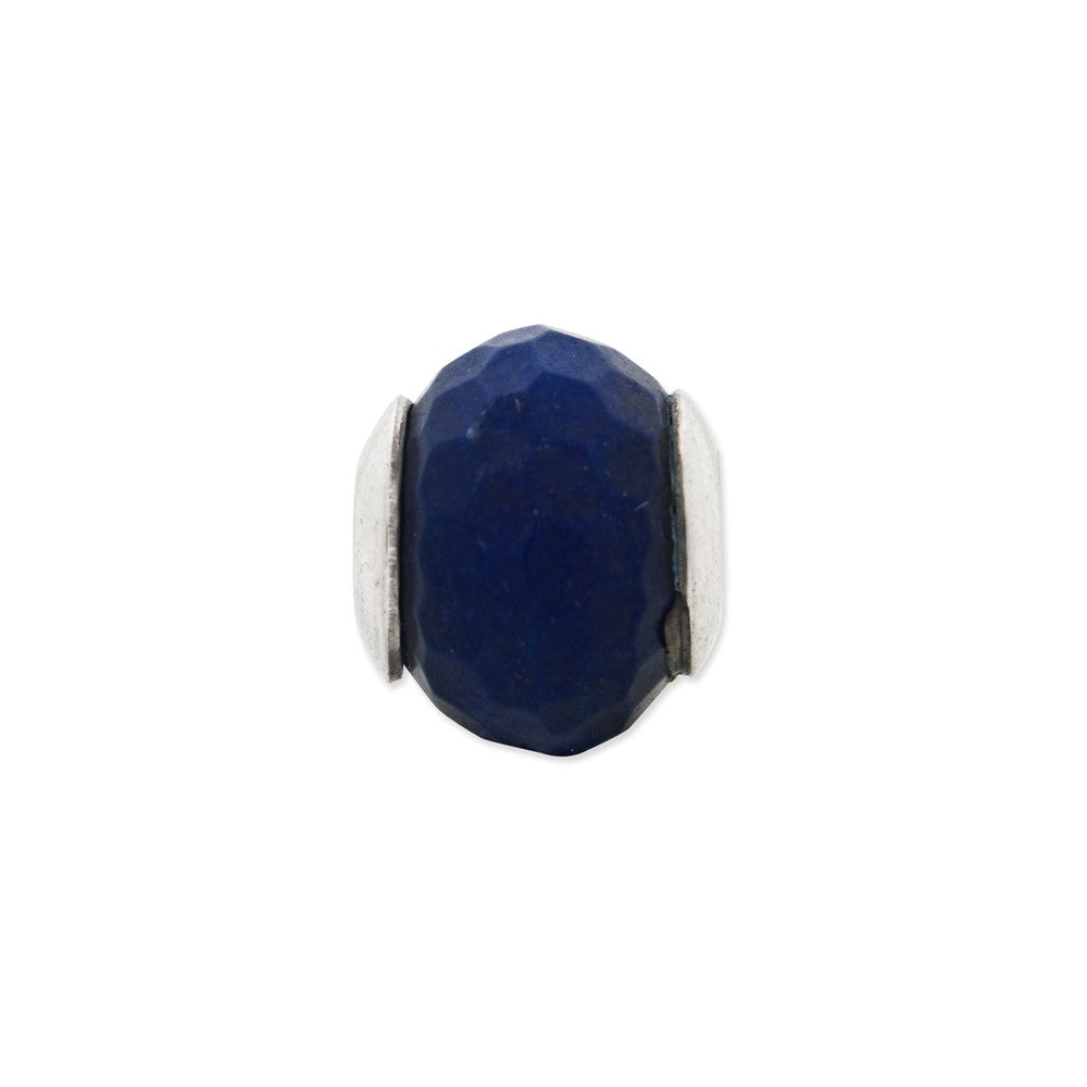 Alternate view of the Dark Blue Quartz Stone &amp; Sterling Silver Bead Charm, 13mm by The Black Bow Jewelry Co.
